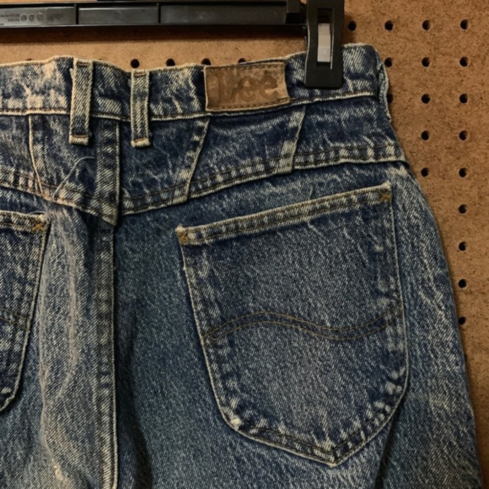 VTG Lee Jeans 11 Medium Acid Wash High Rise Straight Leg Denim 80s Distressed - Picture 6 of 8